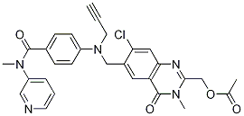 (7-Chloro-3-methyl-4-oxo-6-((prop-2-ynyl(4-(pyridin-3-ylmethylcarbamoyl)phenyl)amino)methyl)-3,4-dihydroquinazolin-2-yl)methyl acetate Structure,1258400-23-5Structure