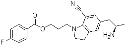 (R)-3-(5-(2-aminopropyl)-7-cyanoindolin-1-yl)propyl 4-fluorobenzoate Structure,1277178-52-5Structure