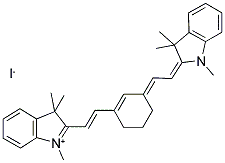 1,3,3-Trimethyl-2-((e)-2-(3-[(e)-2-(1,3,3-trimethyl-1,3-dihydro-2h-indol-2-ylidene)ethylidene]-1-cyclohexen-1-yl)ethenyl)-3h-indolium iodide Structure,140648-15-3Structure