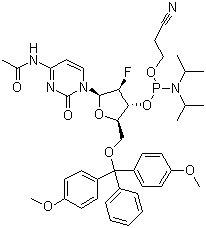 N-acetyl-5-o-(4,4-dimethoxytrityl)-2-deoxy-2-fluorocytidine-3-(2-cyanoethyl-n,n-diisopropyl)phosphoramidite Structure,159414-99-0Structure