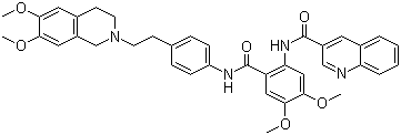 N-[2-[[4-[2-(6,7-二甲氧基-3,4-二氫-1H-異喹啉-2-基)乙基]苯基]氨基甲?；鵠-4,5-二甲氧基苯基]喹啉-3-甲酰胺結(jié)構(gòu)式_206873-63-4結(jié)構(gòu)式