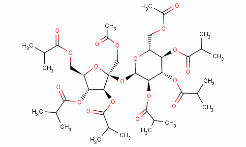 6-O-acetyl-1,3,4-tris-o-(2-methyl-1-oxopropyl)-beta-d-fructofuranosyl-alpha-d-glucopyranoside 6-acetate2,3,4-tris(2-methylpropanoate) Structure,27216-37-1Structure