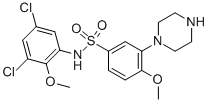 N-(3,5-dichloro-2-methoxyphenyl)-4-methoxy-3-(1-piperazinyl)benzenesulfonamide Structure,402713-80-8Structure