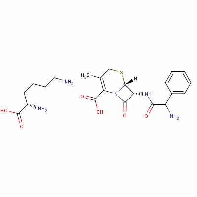 L-lysine (6r,7r)-7-[(2-amino-2-phenyl-acetyl)amino]-3-methyl-8-oxo-5-thia-1-azabicyclo[4.2.0]oct-2-ene-2-carboxylic acid Structure,53950-14-4Structure