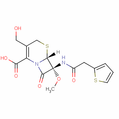 (6R-cis)-3-(hydroxymethyl)-7-methoxy-8-oxo-7-(2-thienylacetamido)-5-thia-1-azabicyclo[4.2.0]oct-2-ene-2-carboxylic acid Structure,54333-94-7Structure