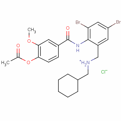 4-[N-[2,4-dibromo-6-[(cyclohexylmethylamino)methyl]phenyl]carbamoyl]-3-methoxyphenyl acetate monohydrochloride Structure,54340-60-2Structure