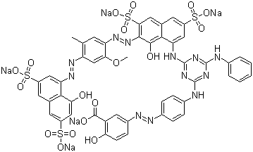 Benzoic acid, 2-hydroxy-5-[[4-[[4-[[8-hydroxy-7-[[4-[(8-hydroxy-3,6-disulfo-1-naphthalenyl)azo]-2-methoxy-5-methylphenyl]azo]-3,6-disulfo-1-naphthalenyl]amino]-6-(phenylamino)-1,3,5-triaz in-2-yl]a Structure,6388-26-7Structure