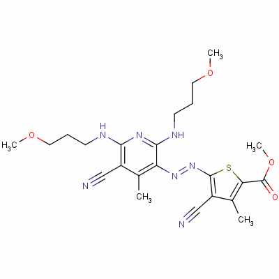 Methyl 4-cyano-5-[[5-cyano-2,6-bis[(3-methoxypropyl)amino]-4-methyl-3-pyridyl]azo]-3-methyl-2-thenoate Structure,72968-71-9Structure