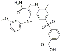 3-(3-Carbamoyl-4-(3-methoxyphenylamino)-8-methylquinolin-6-ylsulfonyl)benzoic acid Structure,801311-41-1Structure