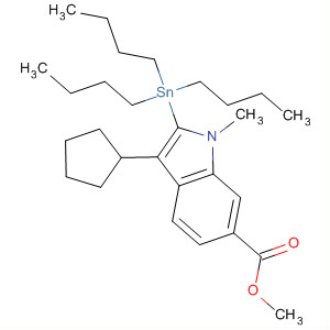 3-Cyclopentyl-1-methyl-2-tributylstannanyl-1h-indole-6-carboxylic acid methyl ester Structure,863886-23-1Structure