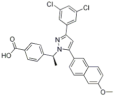 (S)-4-(1-(3-(3,5-dichlorophenyl)-5-(6-methoxynaphthalen-2-yl)-1h-pyrazol-1-yl)ethyl)benzoic acid Structure,870823-11-3Structure