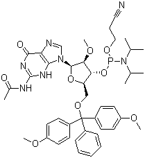 N-acetyl-5-o-(4,4-dimethoxytrityl)-2-o-methylguanosine-3-(2-cyanoethyl-n,n-diisopropyl)phosphoramidite Structure,909033-40-5Structure