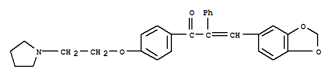 2-Propen-1-one,3-(1,3-benzodioxol-5-yl)-2-phenyl-1-[4-[2-(1-pyrrolidinyl)ethoxy]phenyl]- Structure,15272-65-8Structure