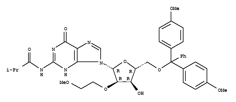 5’-O-[bis(4-methoxyphenyl)phenylmethyl]-2’-o-(2-methoxyethyl)-n-(2-methyl-1-oxopropyl)guanosine Structure,251647-50-4Structure