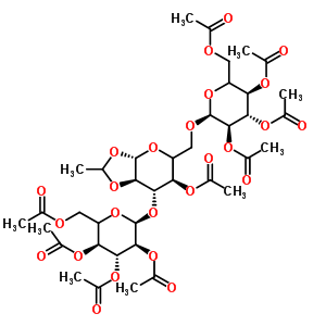 (5Xi)-2,3,4,6-四-O-乙?；?alpha-D-木糖基-己糖吡喃糖苷-(1->6)-[(5Xi)-2,3,4,6-四-O-乙?；?alpha-L-木糖基-己糖吡喃糖苷-(1->3)]-(5Xi)-4-O-乙?；?1,2-O-亞乙基-beta-D-木糖基-吡喃己糖結(jié)構(gòu)式_230953-17-0結(jié)構(gòu)式