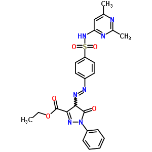 1H-pyrazole-3-carboxylicacid,4-[2-[4-[[(2,6-dimethyl-4-pyrimidinyl)amino]sulfonyl]phenyl]diazenyl]-4,5-dihydro-5-oxo-1-phenyl-,ethyl ester Structure,29822-07-9Structure