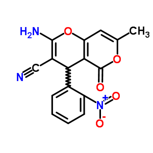 4H,5h-pyrano[4,3-b]pyran-3-carbonitrile,2-amino-7-methyl -4-(2-nitrophenyl )-5-oxo- Structure,315246-02-7Structure