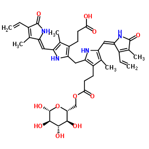 3-[5-[(Z)-(4-ethenyl-3-methyl-5-oxopyrrol-2-ylidene)methyl]-2-[[5-[(e)-(3-ethenyl-4-methyl-5-oxopyrrol-2-ylidene)methyl]-4-methyl-3-[3-oxo-3-[[(2r,3s,4s,5r,6r)-3,4,5,6-tetrahydroxyoxan-2-yl]methoxy]pr Structure,36570-68-0Structure