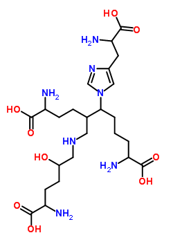 2,10-Diamino-5-[[(5-amino-2,6-dihydroxy-6-oxohexyl)amino]methyl]-6-[4-(2-amino-3-hydroxy-3-oxopropyl)imidazol-1-yl]undecanedioic acid Structure,51773-61-6Structure