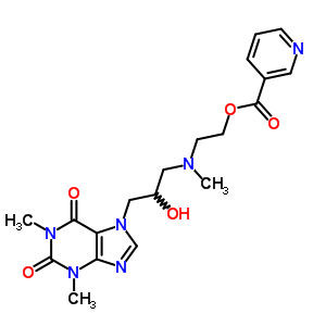 Nicotinic acid 2-[[2-hydroxy-3-(3,6-dihydro-1,3-dimethyl -2,6-dioxo-1h-purin-7(2h)-yl )propyl ]methylamino]ethyl ester Structure,51920-73-1Structure