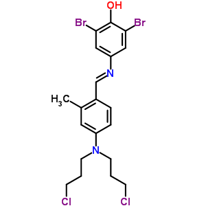 Phenol,4-[[[4-[bis(3-chloropropyl)amino]-2-methylphenyl]methylene]amino]-2,6-dibromo-,hydrochloride (1:1) Structure,60625-61-8Structure