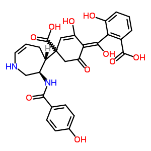 4-(2-Carboxy-6-hydroxybenzoyl)-3,5-dihydroxy-benzoic acid (3r,4r)-hexahydro-3-[(4-hydroxybenzoyl)amino]-1h-azepin-4-yl ester Structure,63590-19-2Structure