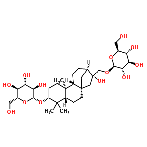 貝殼杉烷-3,16,17-三醇-3-O-beta-吡喃葡萄糖基-17-O-beta-吡喃葡萄糖苷結(jié)構(gòu)式_64280-16-6結(jié)構(gòu)式