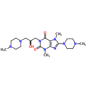 1-[2-Hydroxy-3-(4-methylpiperazin-1-yl)propyl]-3,7-dimethyl-8-(4-methylpiperazin-1-yl)purine-2,6-dione Structure,69408-15-7Structure