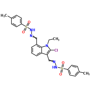 N-[[2-chloro-1-ethyl-7-[[(4-methylphenyl)sulfonylhydrazinylidene]methyl]indol-3-yl]methylideneamino]-4-methyl-benzenesulfonamide Structure,70952-19-1Structure