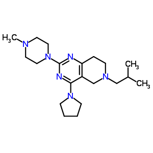 Pyrido[4,3-d]pyrimidine,5,6,7,8-tetrahydro-2-(4-methyl-1-piperazinyl)-6-(2-methylpropyl)-4-(1-pyrrolidinyl)- Structure,7128-36-1Structure