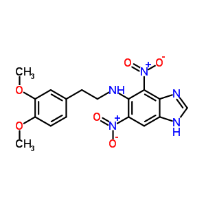 1H-benzimidazol-5-amine, n-(2-(3,4-dimethoxyphenyl)ethyl)-4,6-dinitro- Structure,72766-42-8Structure