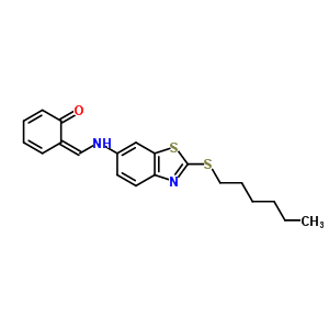 Phenol,2-[[[2-(hexylthio)-6-benzothiazolyl]imino]methyl]- Structure,76383-16-9Structure