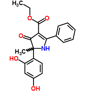 1H-pyrrole-3-carboxylicacid, 5-(2,4-dihydroxyphenyl)-4,5-dihydro-5-methyl-4-oxo-2-phenyl-, ethyl ester Structure,83392-48-7Structure